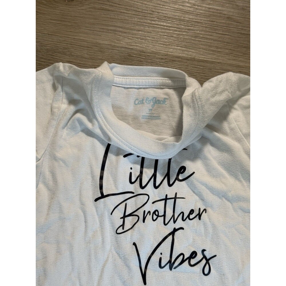 Cat & Jack Toddler T Shirt Little Brother Vibes White Graphic Tee